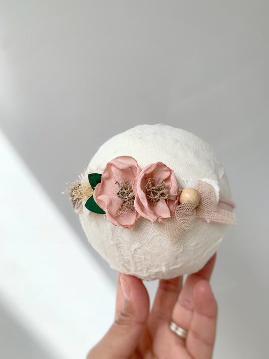 Newborn Photography Props fabric Pillow, Baby Headband and Tiny Pillow, Floral Newborn Photo props Pillow Set for Photography