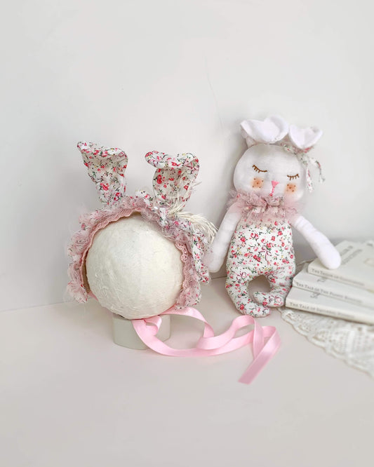 baby girl floral bunny headband and soft fabric bunny Easter toy, personalized embordered bunny, my first easter gifts for kids, easter bunny, happy easter shirt, baby first easter