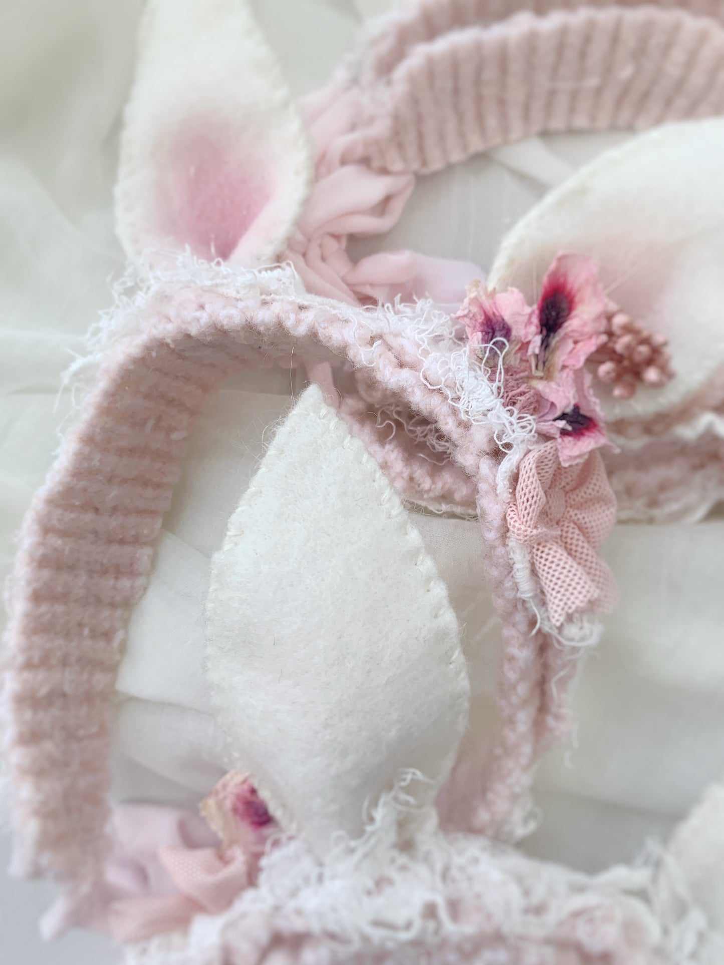 Newborn Easter Bunny Ears Tie Headband – Dried Floral