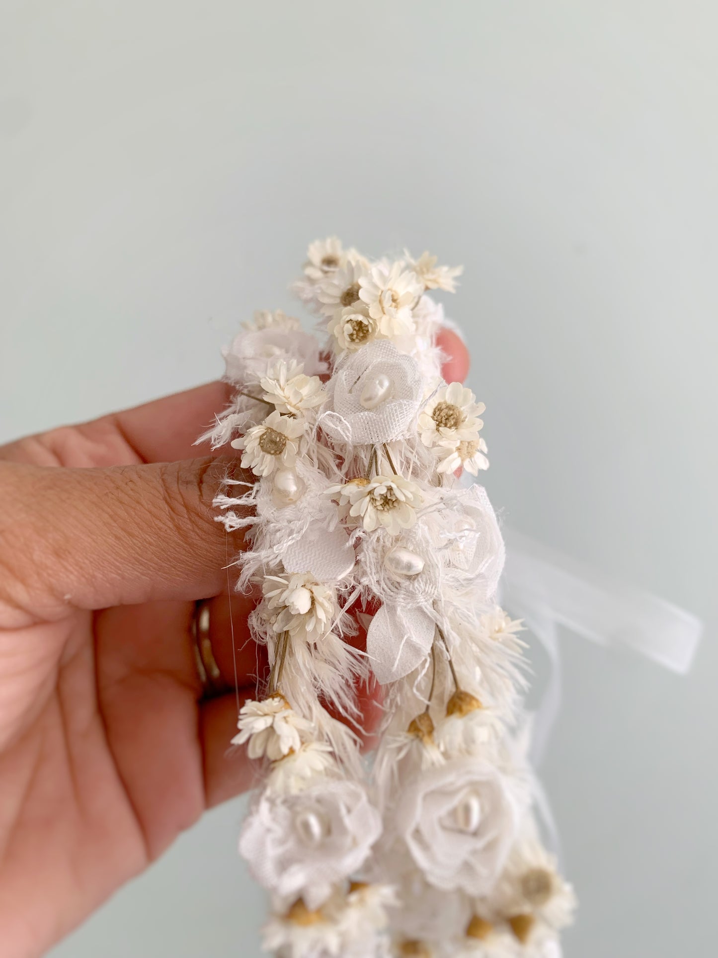Baby Floral Crown · Chiffon Headband · Dried Daisy Halo