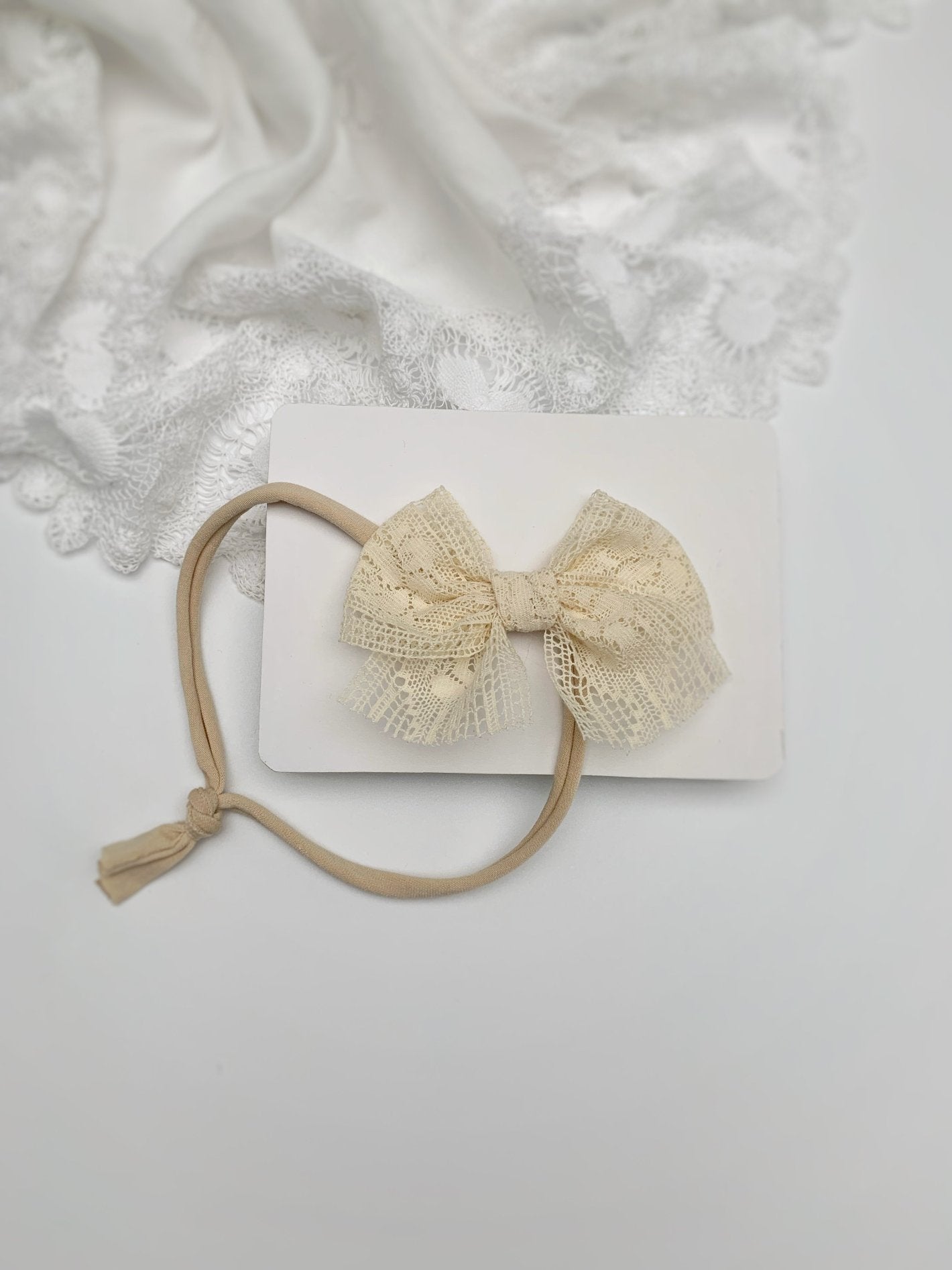 SALE - Delicate Lace Bow Headband
