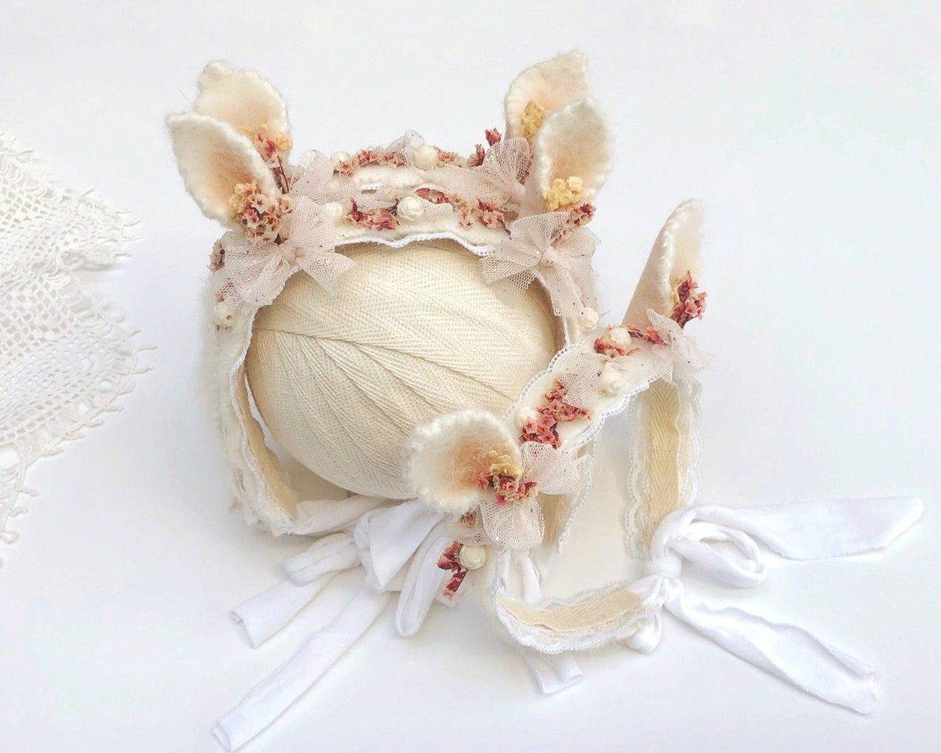 baby cat headband, baby kitty headband, kitten headband, baby headband, newborn headband, floral headband, baby flower headband