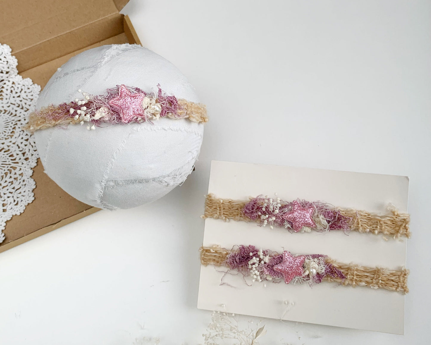 Pink star baby headband for newborn photography