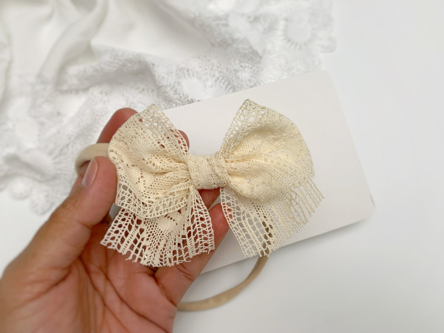 SALE - Delicate Lace Bow Headband