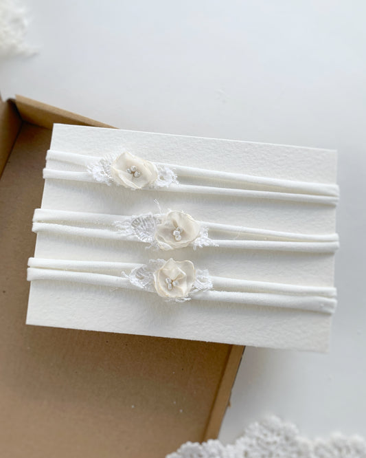 Christening headbands, baby headbands UK, white baby headbands, ivory headbands