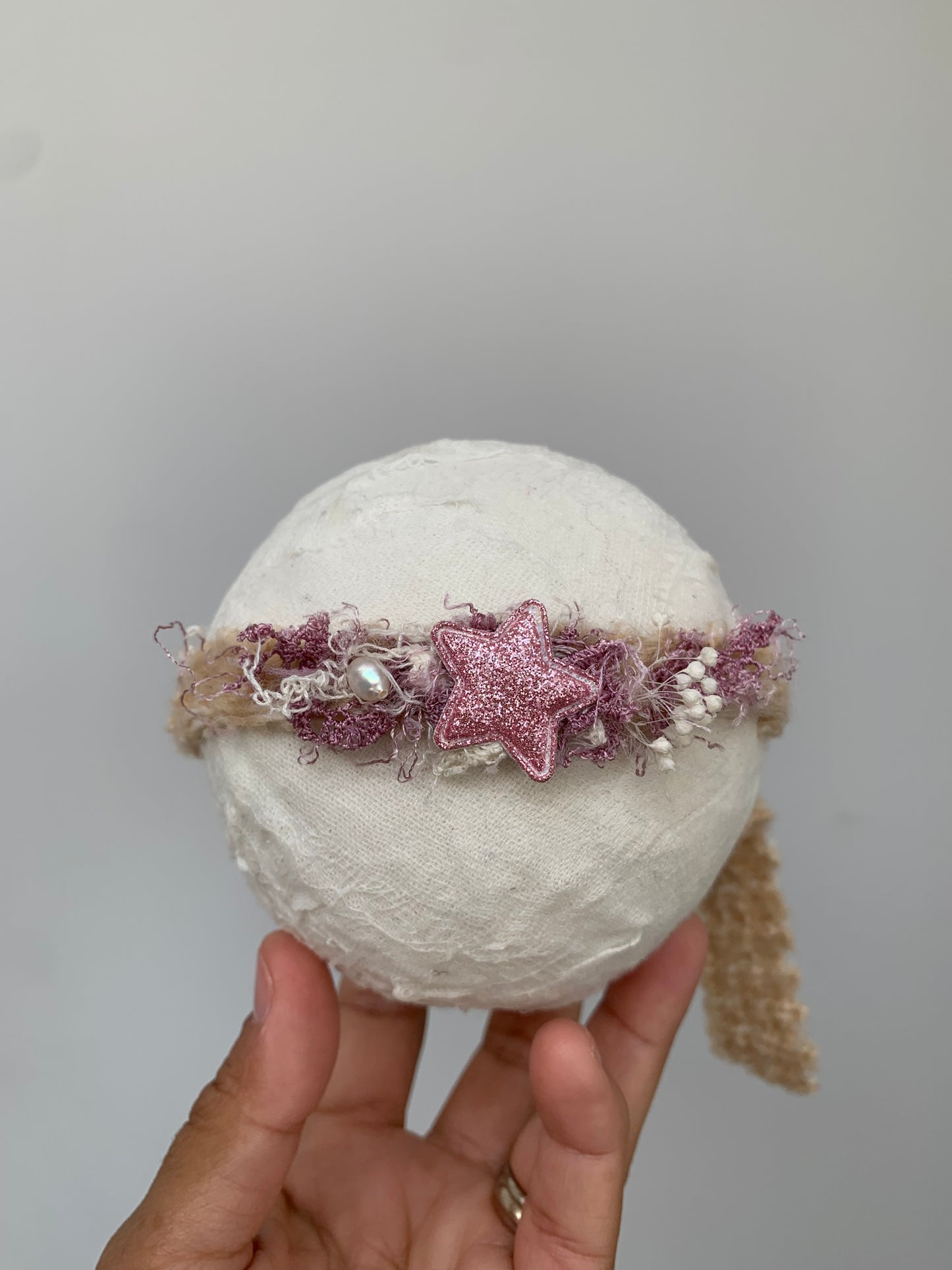 Pink star baby headband for newborn photography