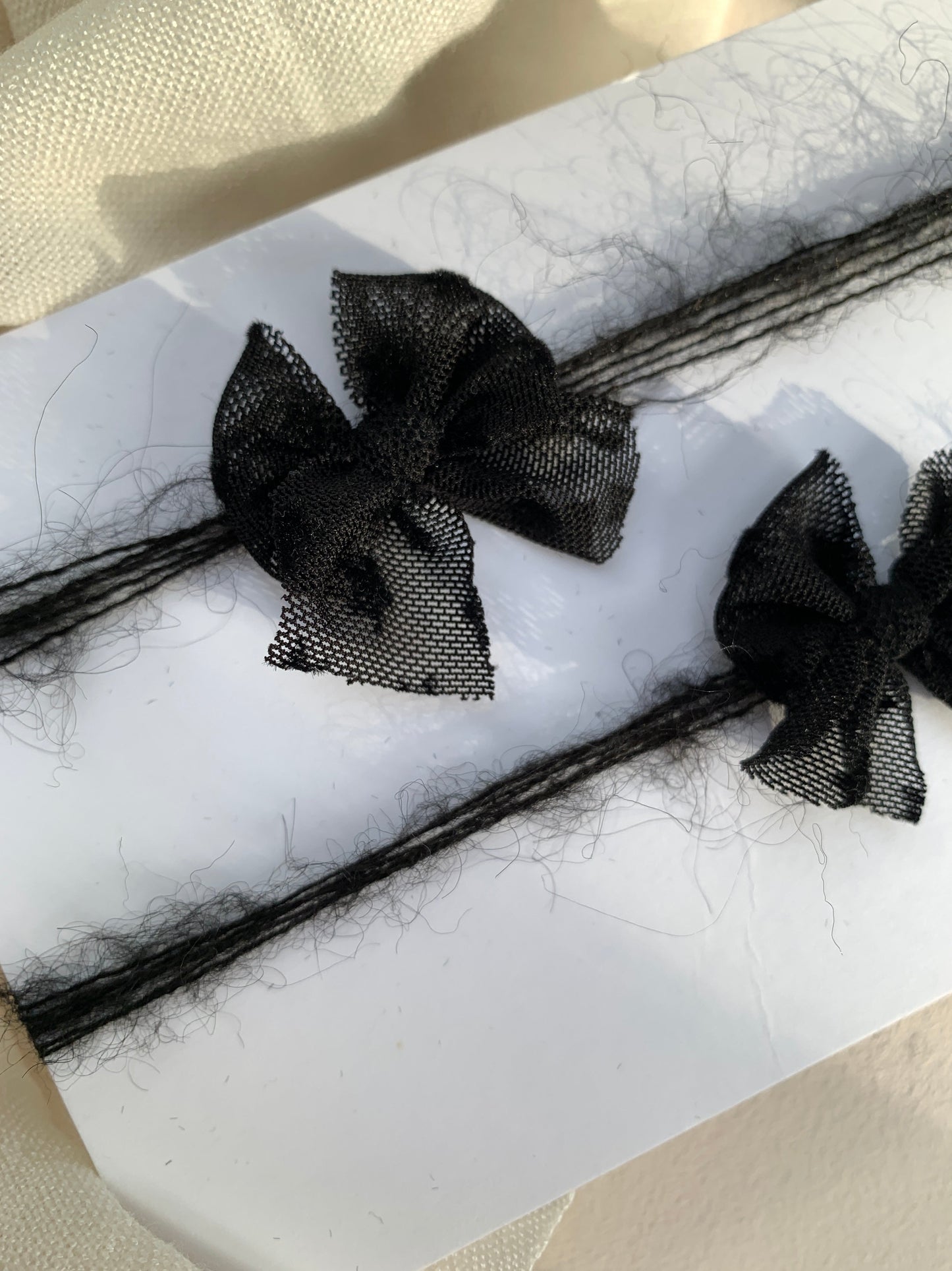 Halloween Newborn Baby Bows - Tiny Black Tulle Headband for a Baby - Photoshoot Props Tieback