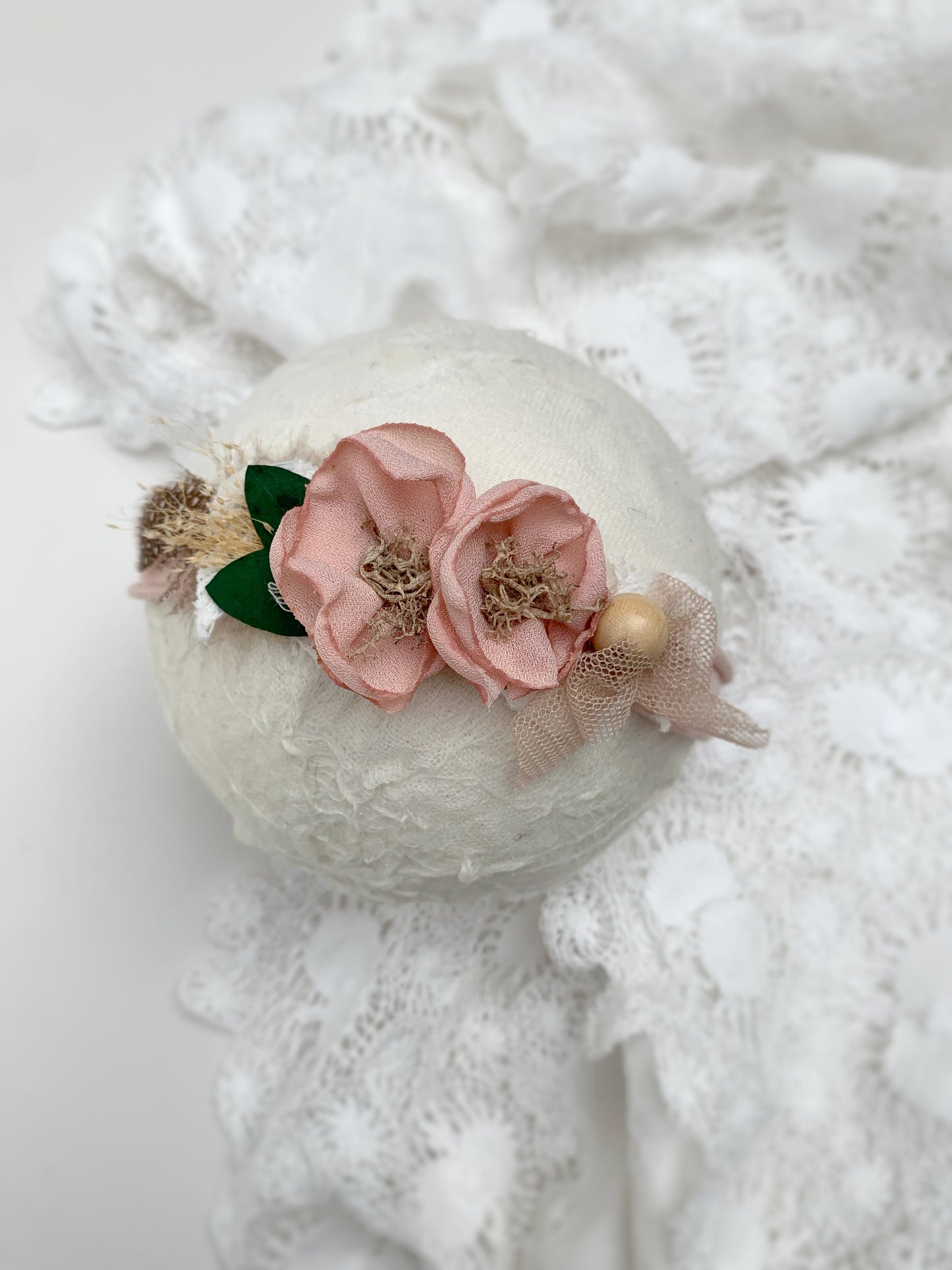 Newborn Photography Props fabric Pillow, Baby Headband and Tiny Pillow, Floral Newborn Photo props Pillow Set for Photography
