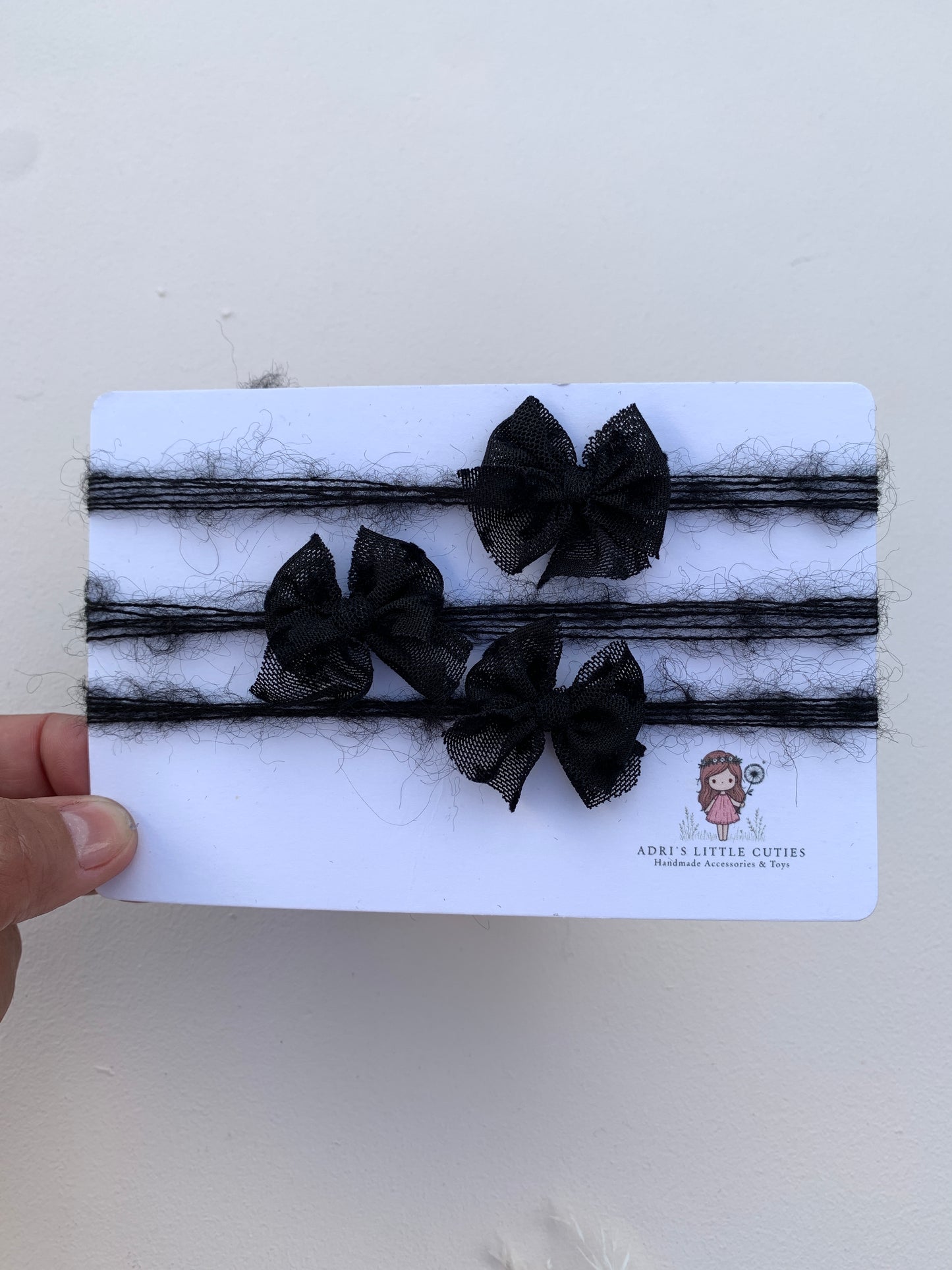 Halloween Newborn Baby Bows - Tiny Black Tulle Headband for a Baby - Photoshoot Props Tieback
