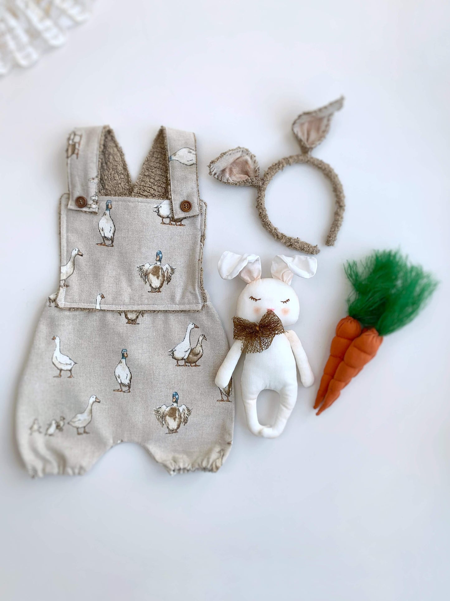 boys easter outfit, bunny ears headband, bunny toy, handmade toys, easter props, fabric carrots, small carrot toy