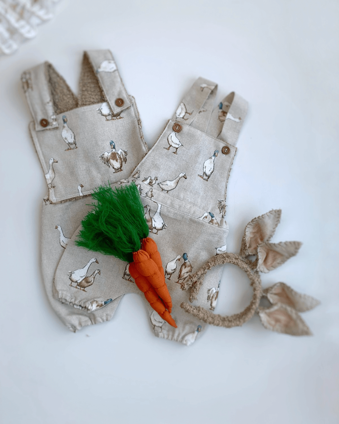 boys easter outfit, bunny ears headband, bunny toy, handmade toys, easter props, fabric carrots, small carrot toy