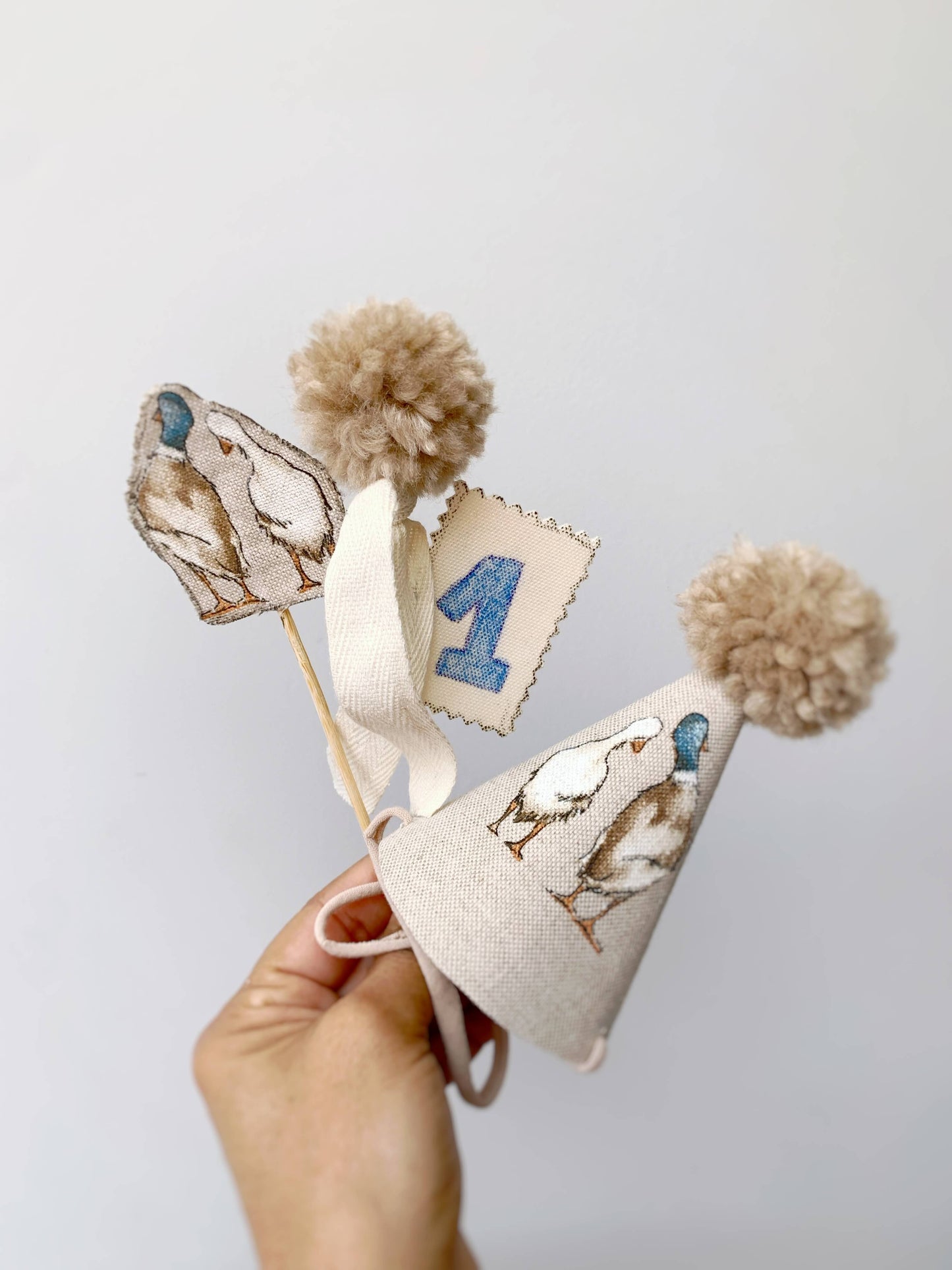 Baby Boy Hat for First Birthday Party - Farm Animal Theme Cake Smash Set
