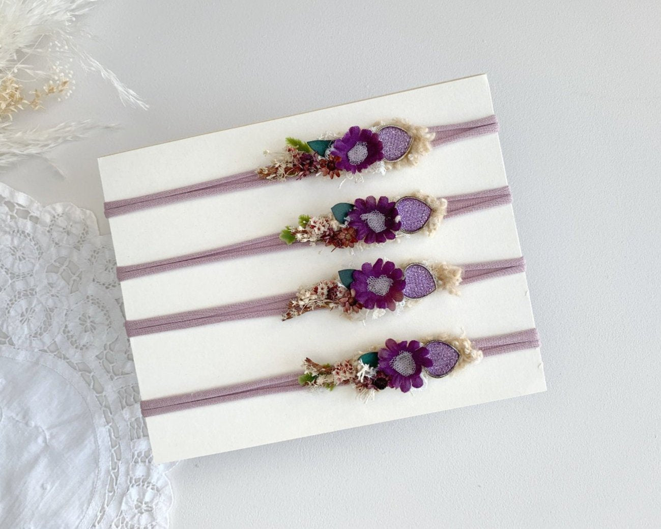 lilac flower headband, baby flower headband, violet baby headband