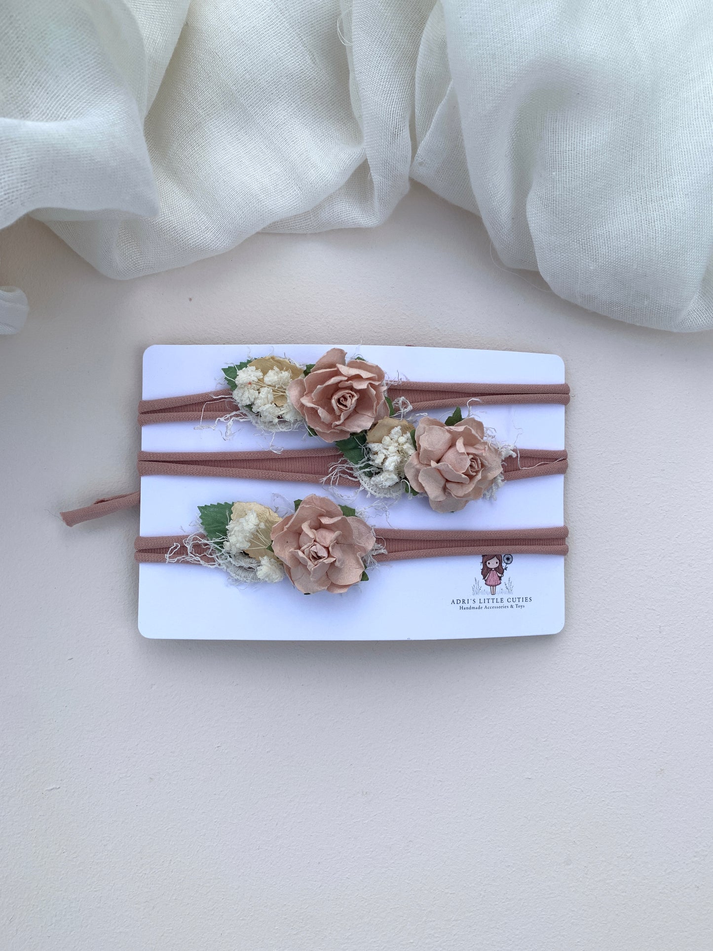 Soft Pink Baby Flower Headband – Newborn to Child | Infant Tie Back
