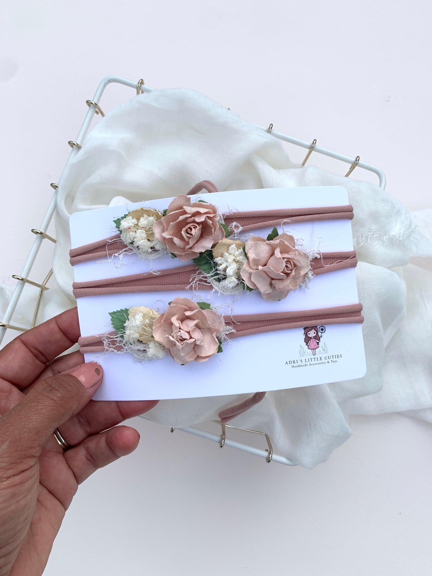 floral tieback baby headband
