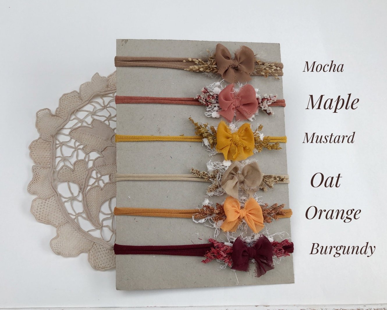 autumn headbands, autumn photography props, baby headband, baby bow headband, fall baby bows, fall newborn props, newborn photo prop, handmade baby headband, baby bows, newborn bows, small bow headband, tiny bow headband,