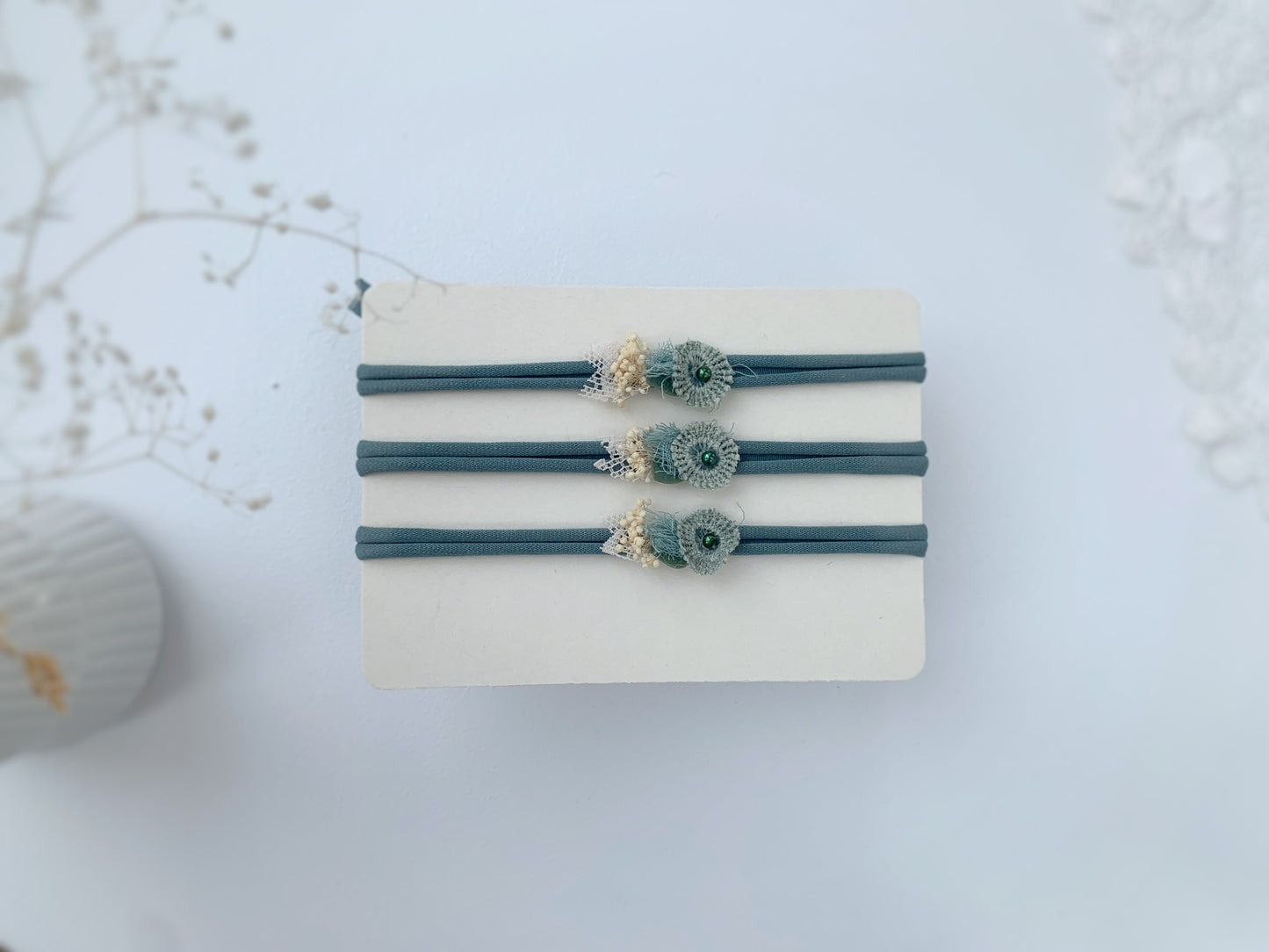 newborn floral headband in green
