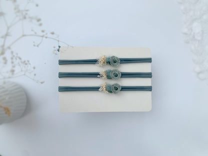 newborn floral headband in green
