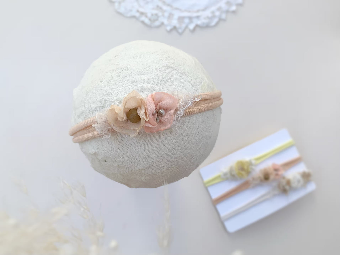 Baby Flower Headband, Pastel Floral Newborn Tieback Photography Props