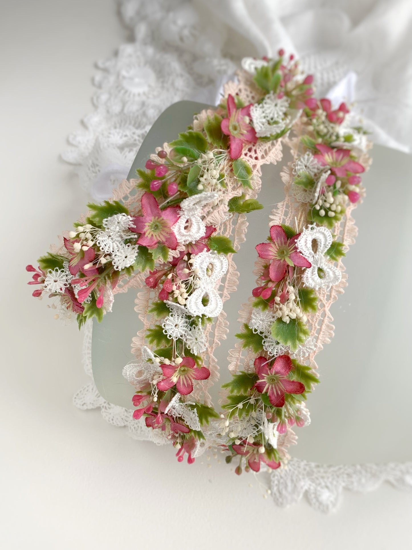 Cherry - Pink Floral Crown Headband