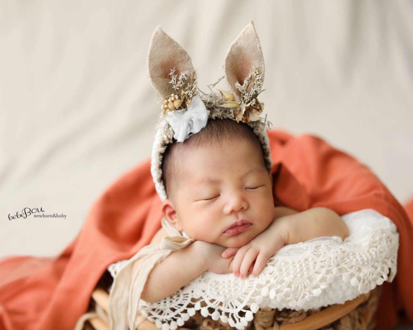 baby bunny headband, baby headband with ears, newborn bunny headband
