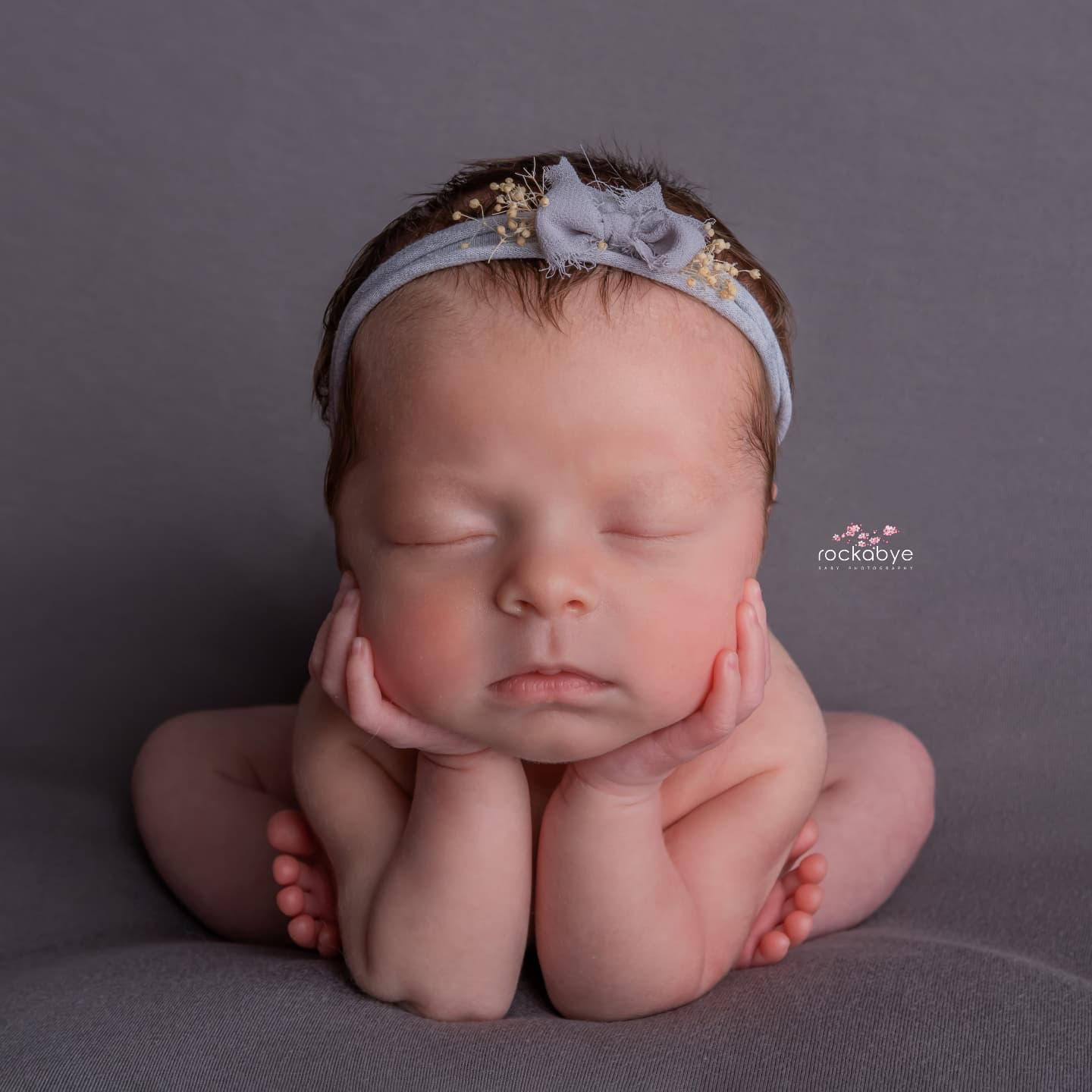 Soft Grey Baby Bow Headband