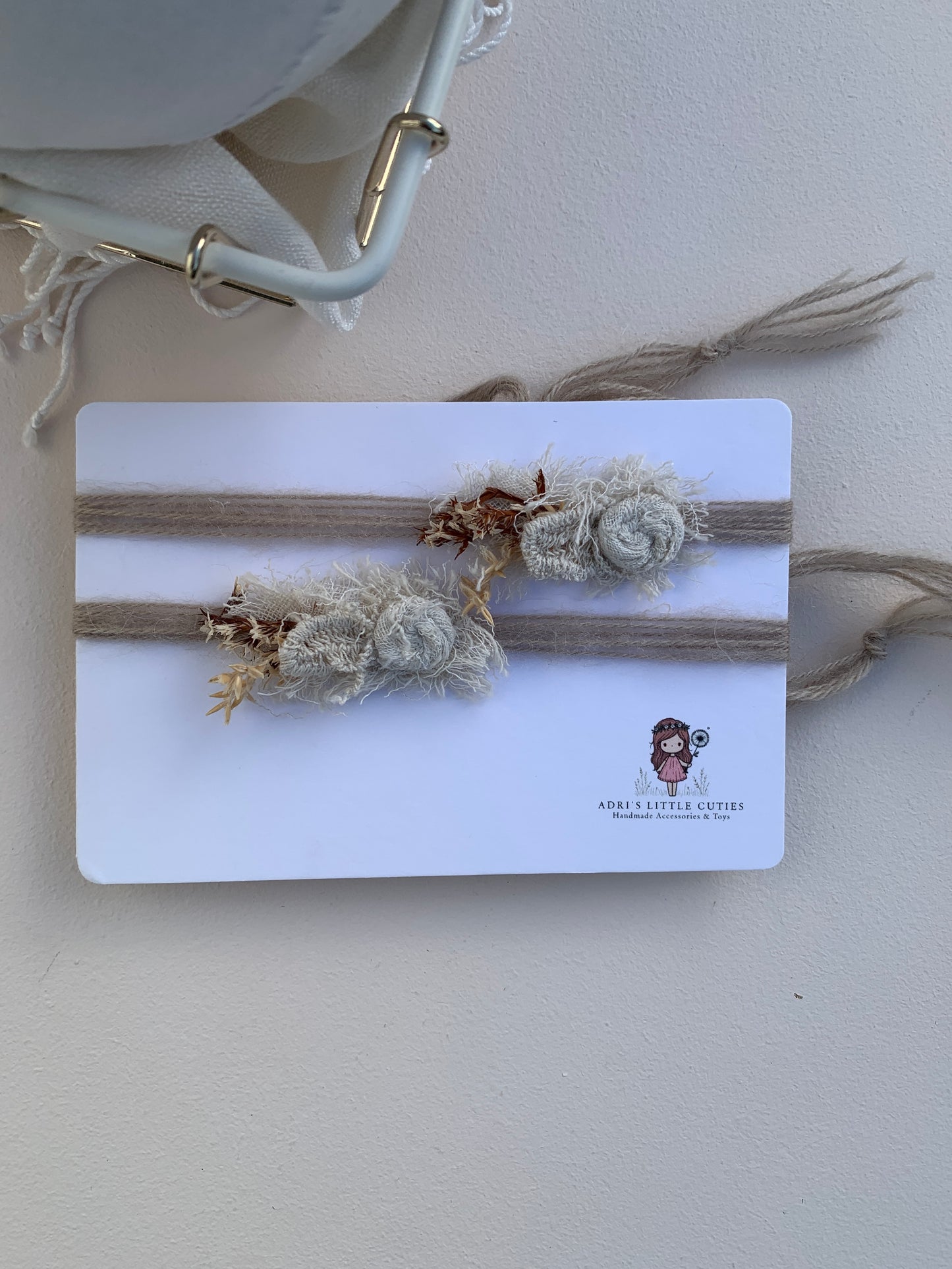 beige newborn tieback headband mohair lace baby photo prop