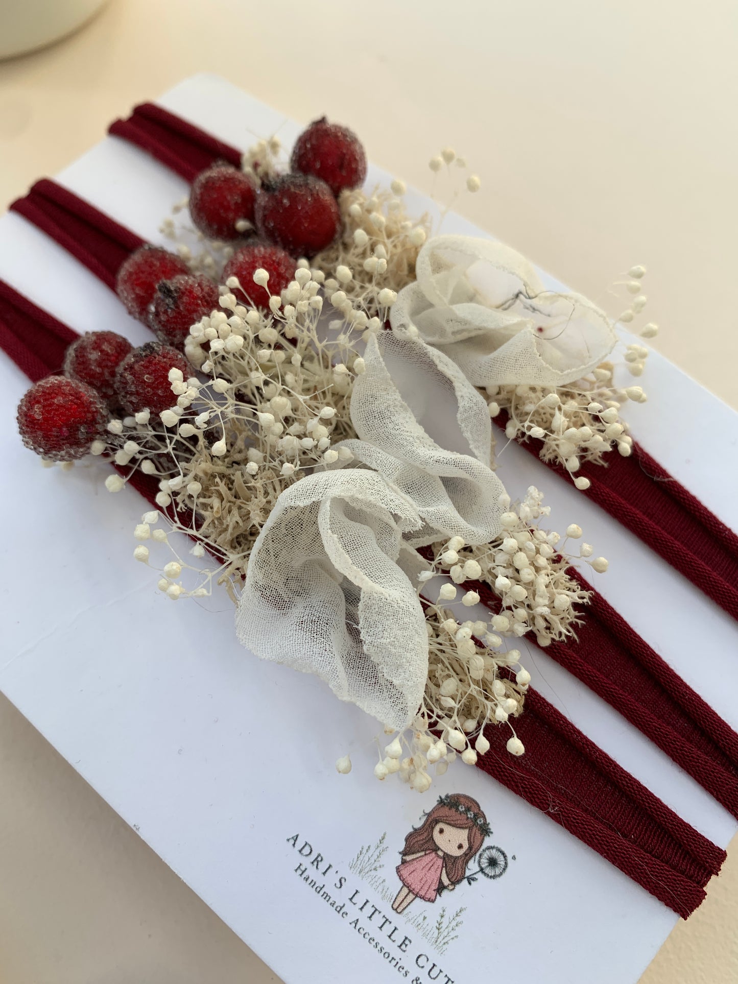 Holly - Burgundy Baby Christmas Headband