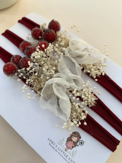 Holly - Burgundy Baby Christmas Headband