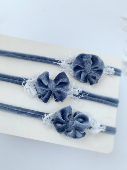 details os the dainty baby bows on the headband