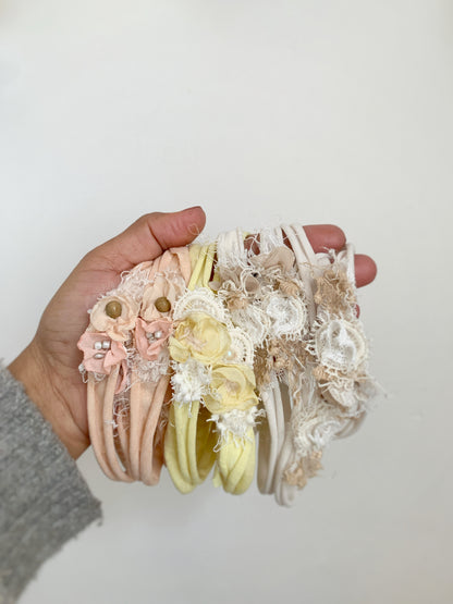 Baby Flower Headband, Pastel Floral Newborn Tieback Photography Props