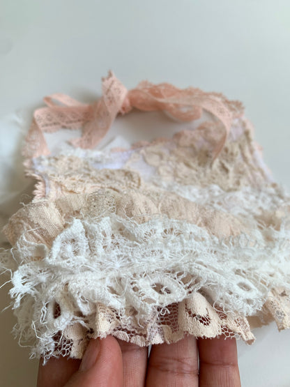 detail of the lace top vest, full of textures