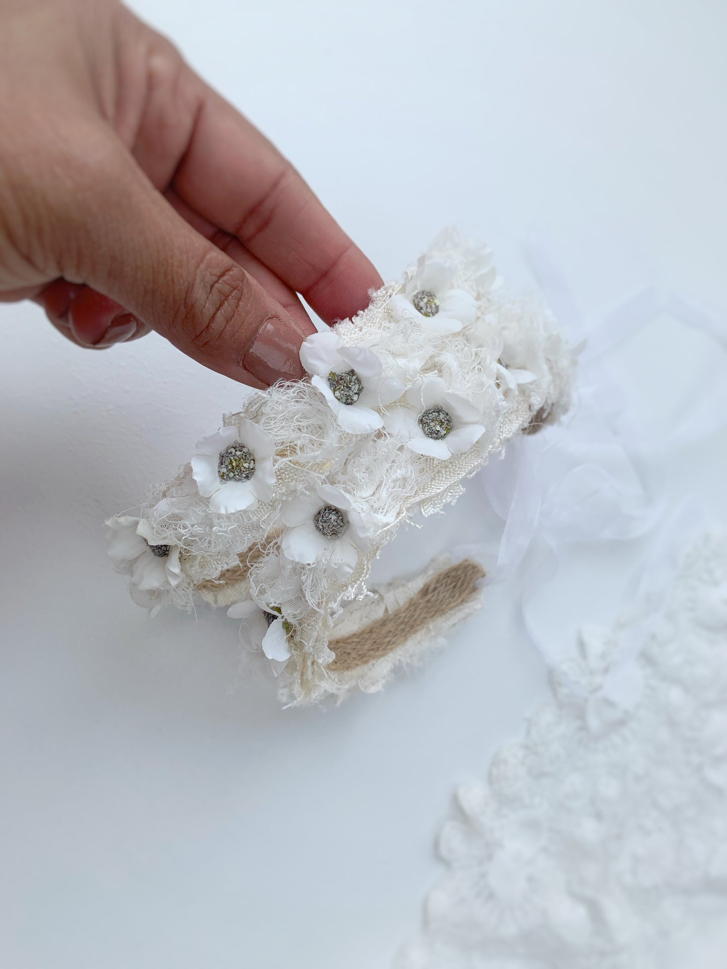 Cream Daisy Baby Flower Crown Headband - Newborn Floral Photography Prop