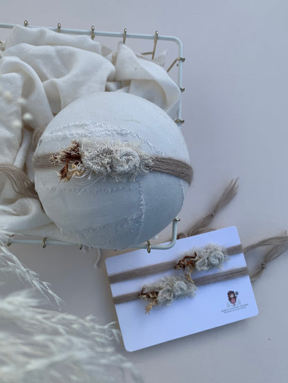 newborn photo headbands in soft beige