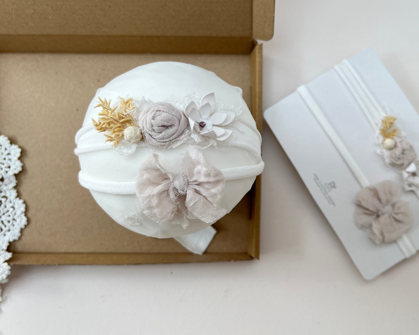 White Baby Headband set of 2