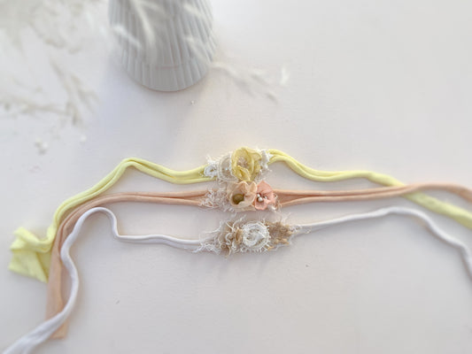 Baby Flower Headband, Pastel Floral Newborn Tieback Photography Props