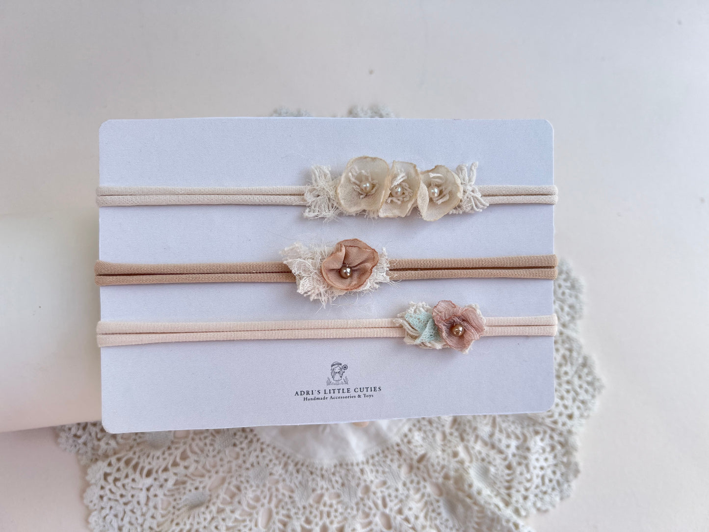 flower newborn tieback headband photography prop for newborn photoshoots ready to send