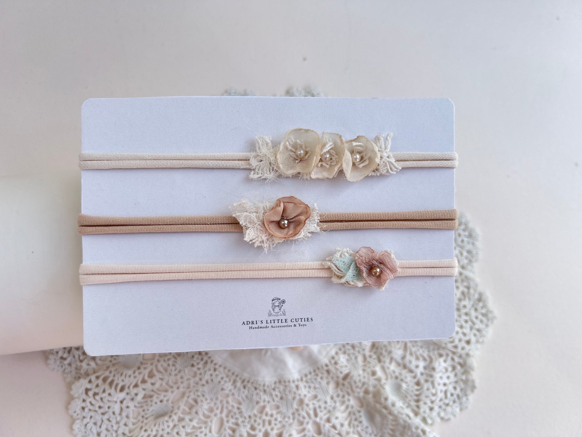flower newborn tieback headband photography prop for newborn photoshoots ready to send