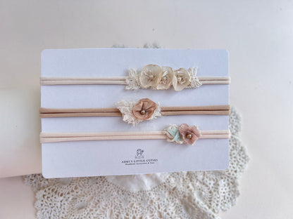 flower newborn tieback headband photography prop for newborn photoshoots ready to send