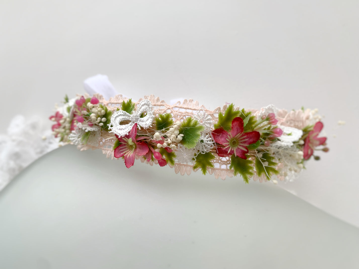 Cherry - Pink Floral Crown Headband