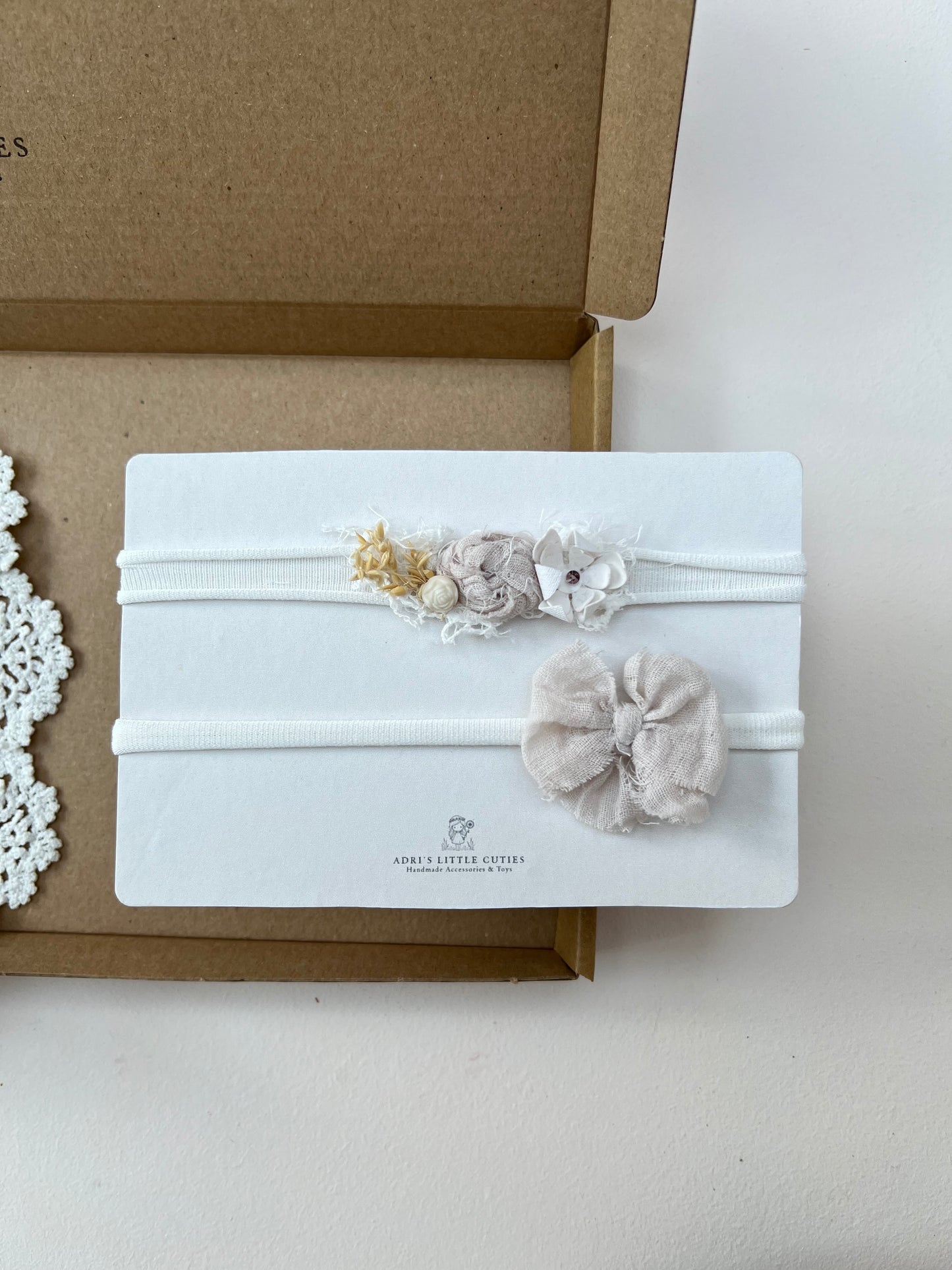 White Baby Headband set of 2