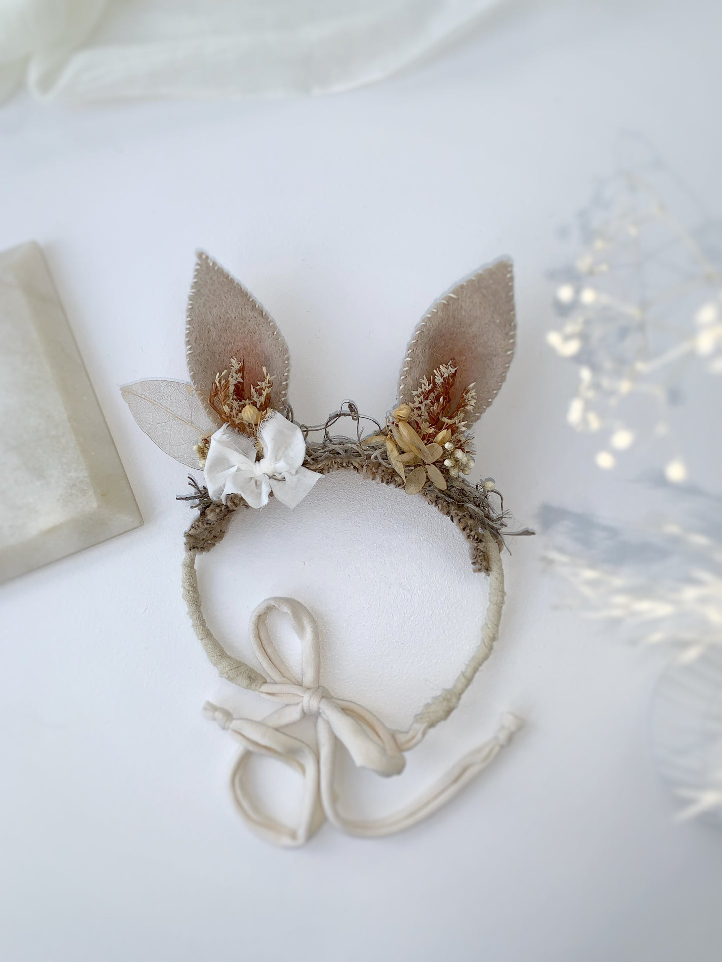 Handmade baby girl Easter bunny ears headband