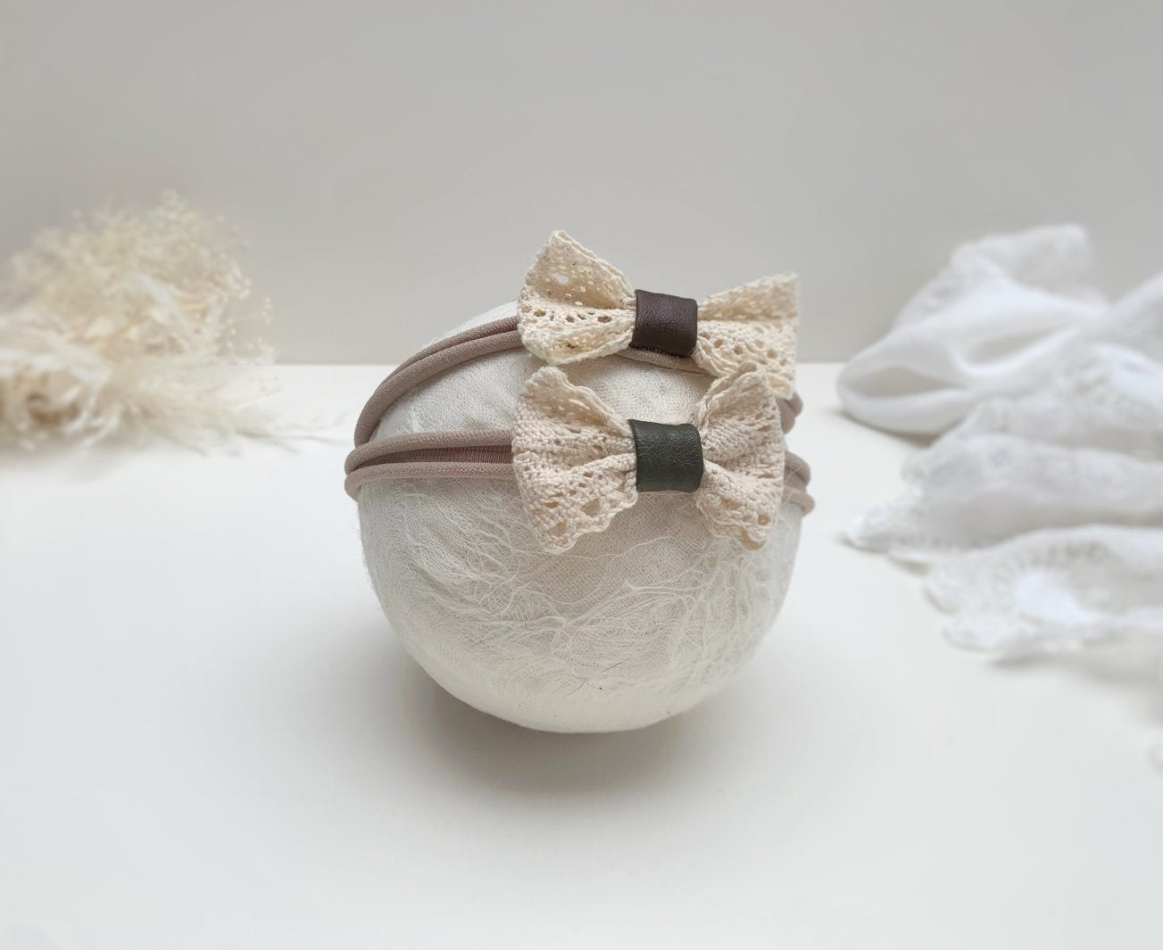 Photography baby headband newborn bow band, baby girl headband cream, newborn baby bow headband for photography