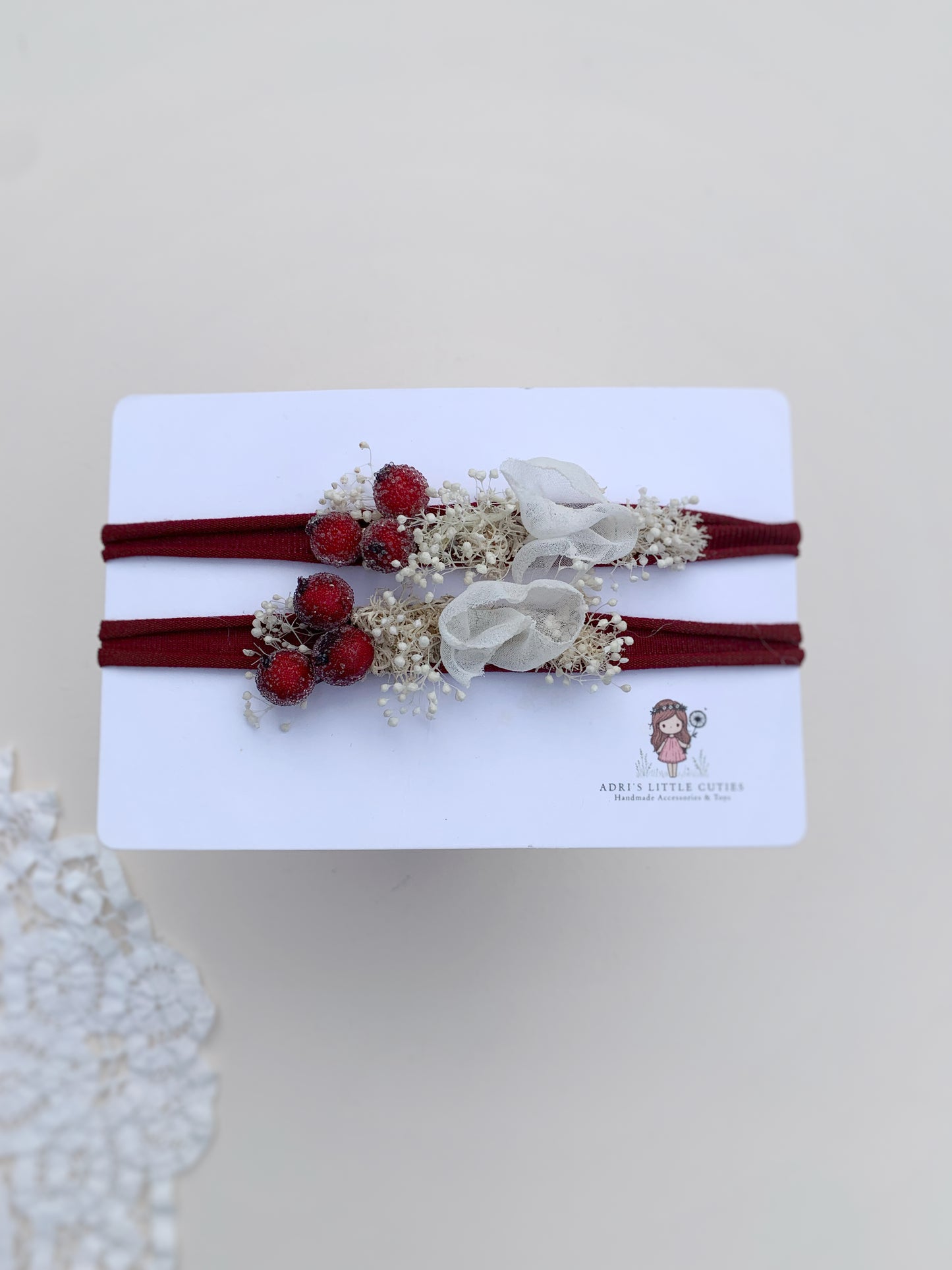Holly - Burgundy Baby Christmas Headband