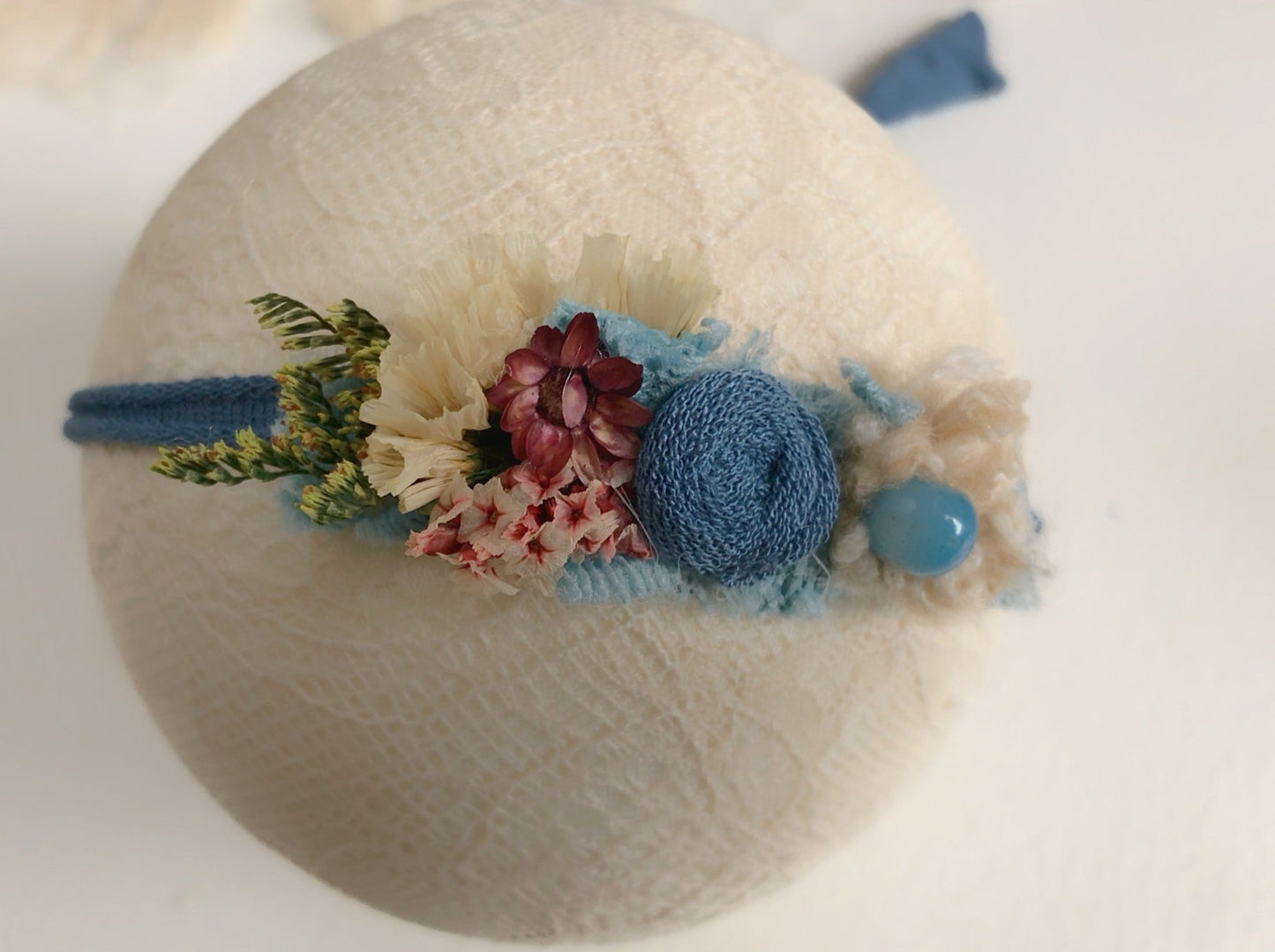 dainty blue baby flower headband, flower headband, baby headband, newborn headband