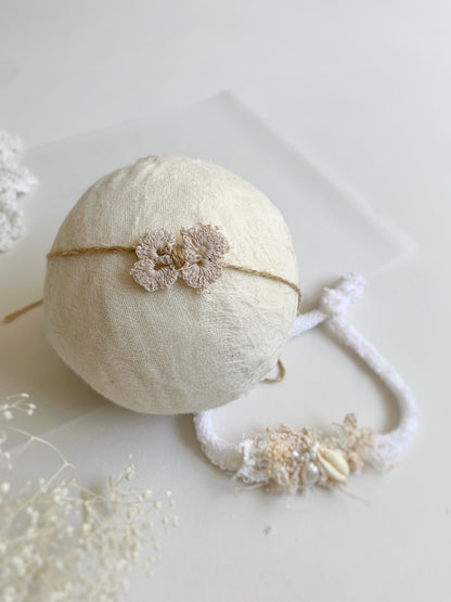 mini newborn headbands in tiny crochet design vinatge vibe
