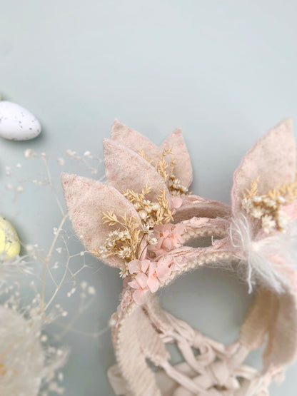 Newborn delicate bunny tieback headband for Easter photos