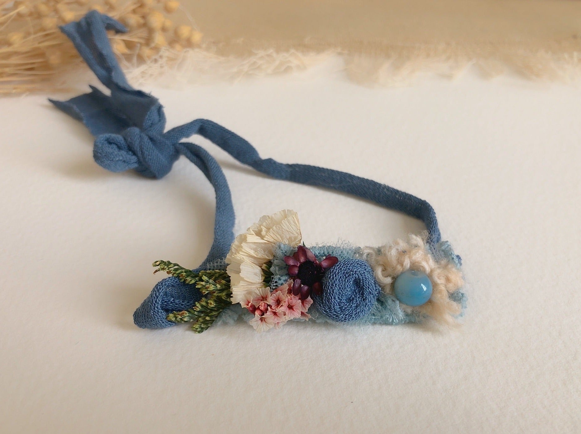 dainty blue baby flower headband, flower headband, baby headband, newborn headband