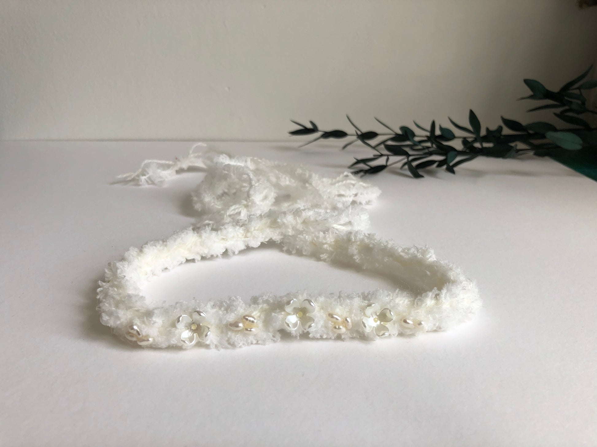 ivory baby headband, dainty headband, newborn headband, christening headband, baptism headband