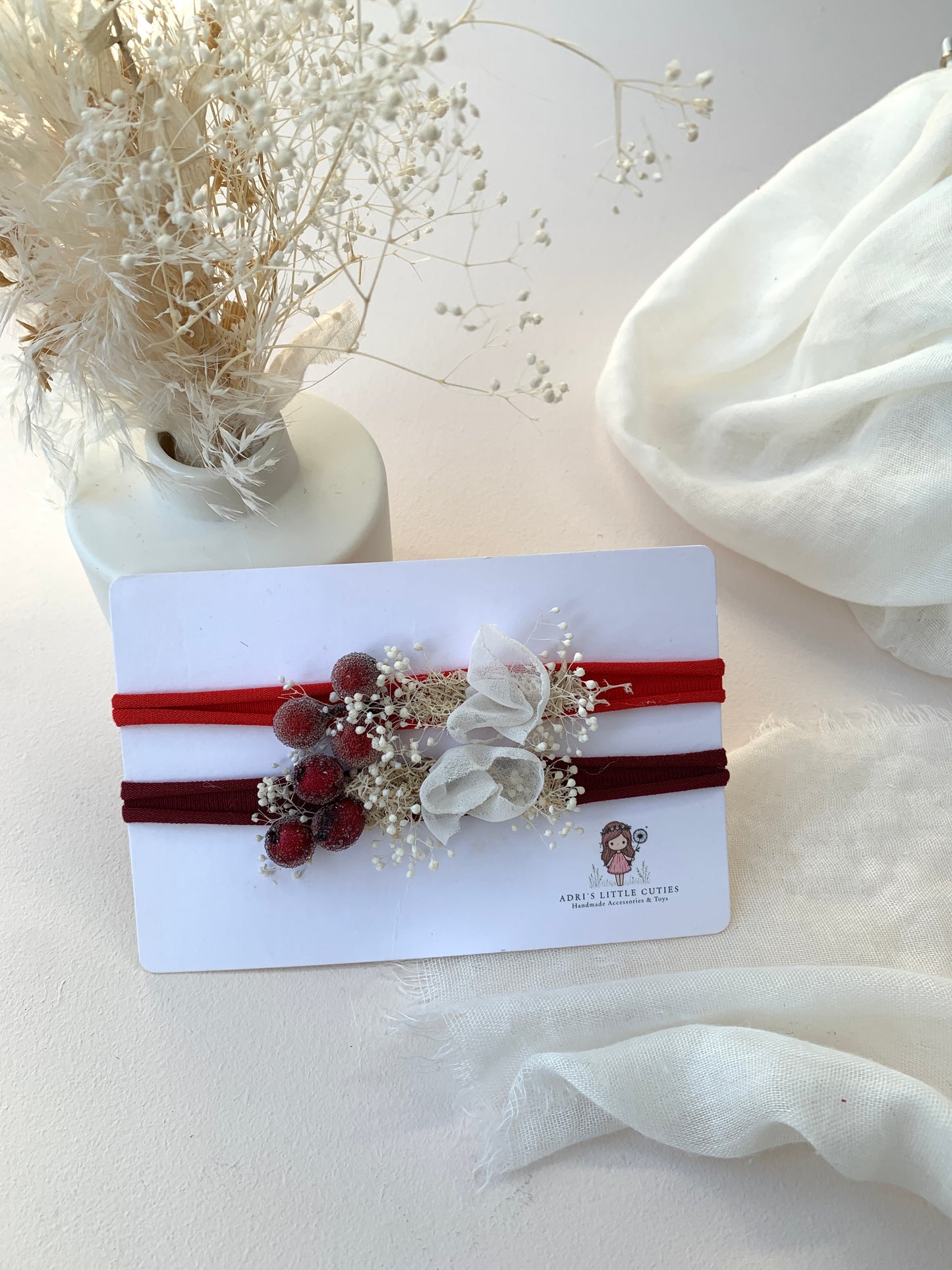 Holly - Burgundy Baby Christmas Headband